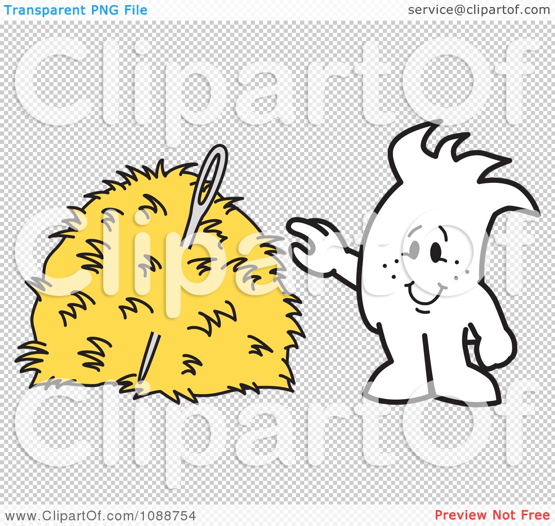 Clipart Squiggle Guy Finding A Needle In A Hay Stack   Royalty Free    