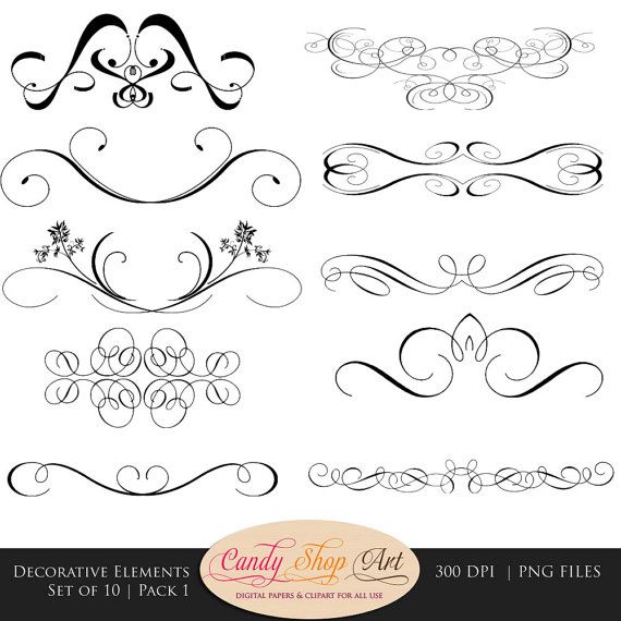 Decorative Swashes Swirls Calligraphy Swashes Clip Art Digital Cl    