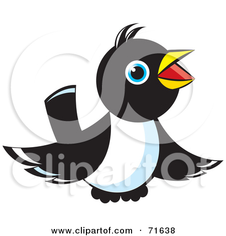 Free  Rf  Clipart Illustration Of A Magpie Bird Hovering And Chirping