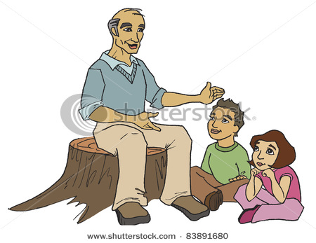 Grandfather And Granddaughter Clipart Grandpa Telling Story To