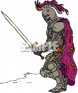     Knight In Dark Armor And A Cape   Royalty Free Clipart Picture