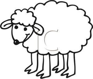 Lamb Clipart Black And White A Black And White Cartoon Wooly Lamb