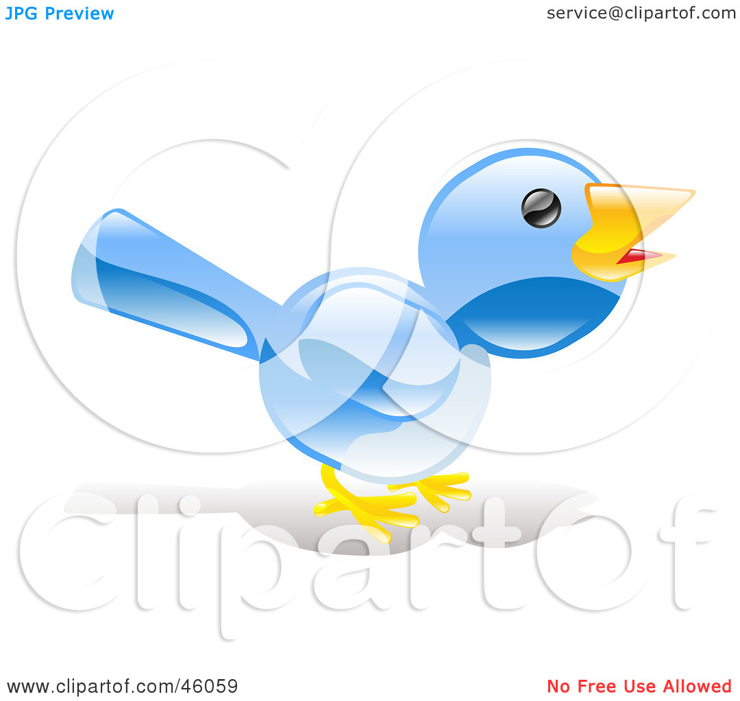 Royalty Free  Rf  Clipart Illustration Of A Chatty Blue Bird Chirping