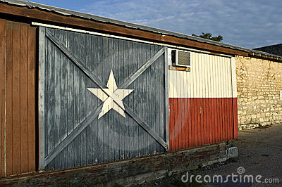 Texas Flag Painted On An Historic Building In A Small Town In Texas