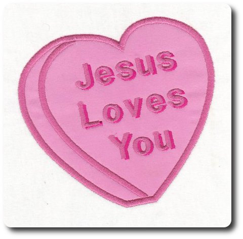 Applique Jesus Loves You Conversation Heart By 8clawsandapaw