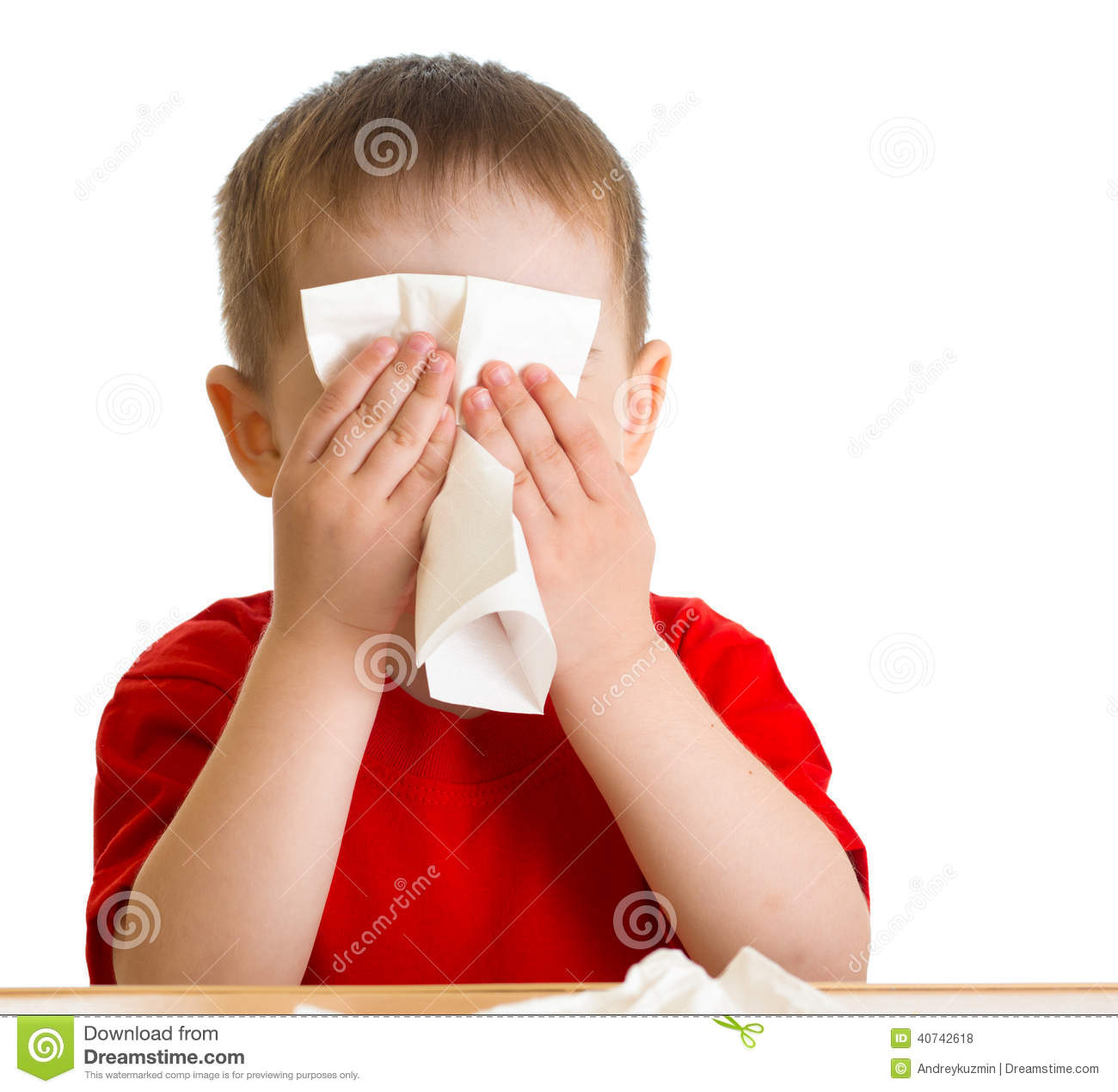 Child Nose Wiping With Tissue Stock Photo   Image  40742618
