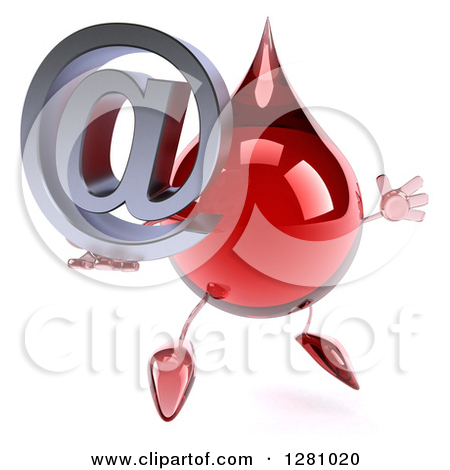 Clipart Of A 3d Hot Water Or Blood Drop Mascot Facing Right Jumping