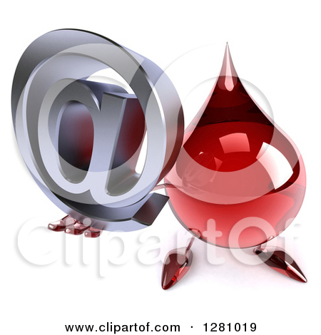 Clipart Of A 3d Hot Water Or Blood Drop Mascot Holding Up An Email