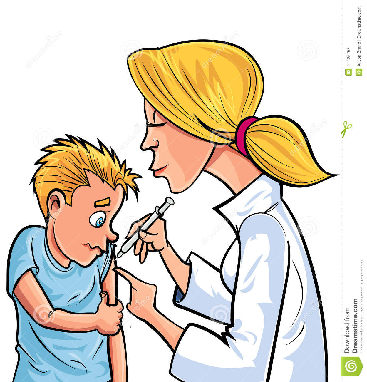 De Bande Dessin E Donnant   Enfant Une Vaccination D Isolement