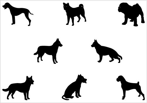 Dog Silhouette Vector Graphics Pack   Silhouette Clip Art