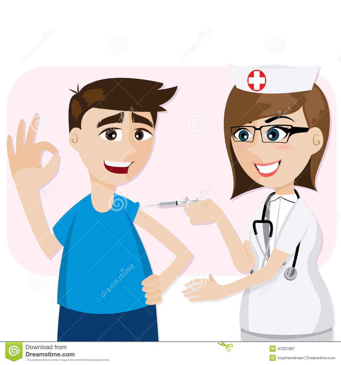 Illustration Of Cartoon Doctor Vaccination For Patient In Healthcare