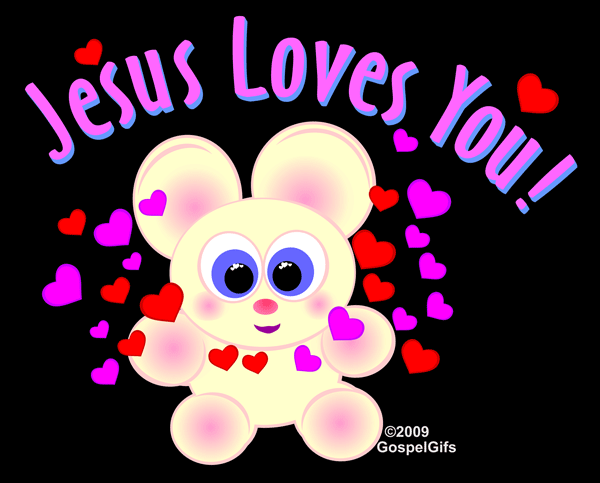 Mooky Says Jesus Loves You Black Background Free Christian Clip Art    