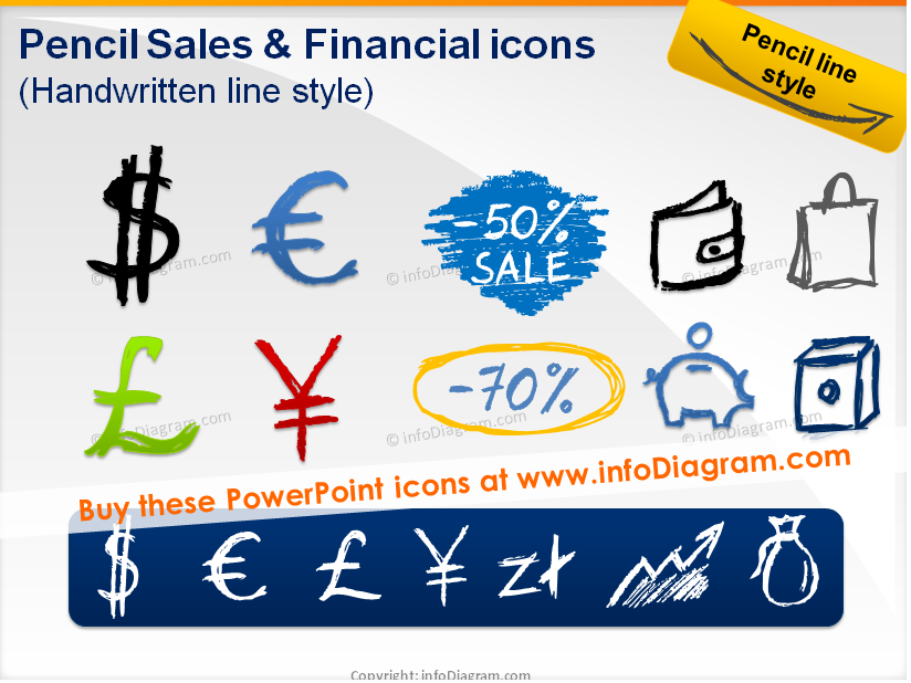 Pencil Sales And Financial Symbols  Ppt Icons   Clipart 