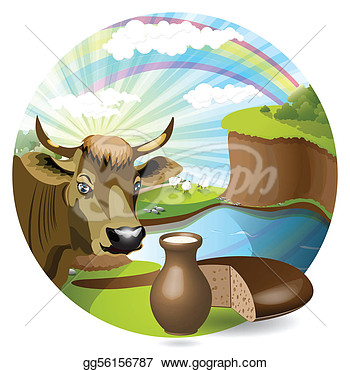     Pot With Milk And Bread On Background Yard  Clipart Drawing Gg56156787