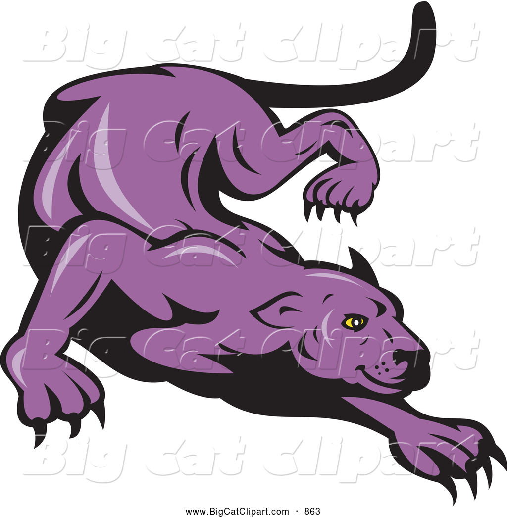 Purple Panther Stalking Purple Panther Pawing Through A Fire Ring Logo