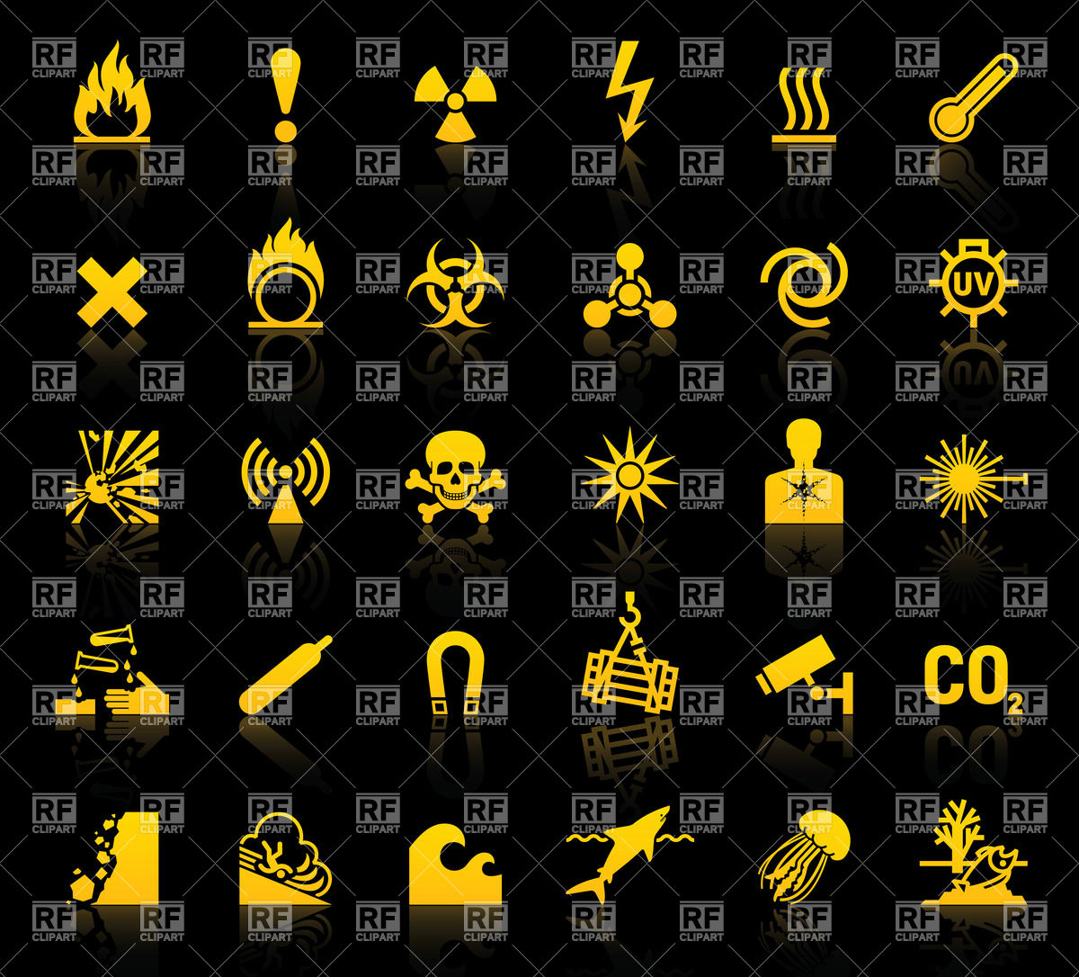 Set Of Danger Symbols Icons 18208 Signs Symbols Maps Download