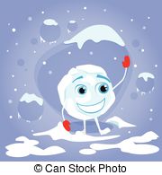 Snowball Laughing Red Gloves Cartoon Funny Character Winter Ball    