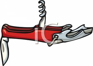 Utility Knife With A Bottle Opener And Corkscrew   Royalty Free    