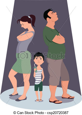 Vector Of Divorce Hurts Children   Two Parents Fighting And Ignoring A    