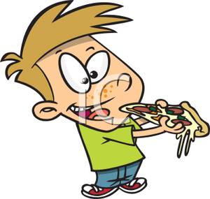 Boy Eating A Slice Of Pizza Clipart Image