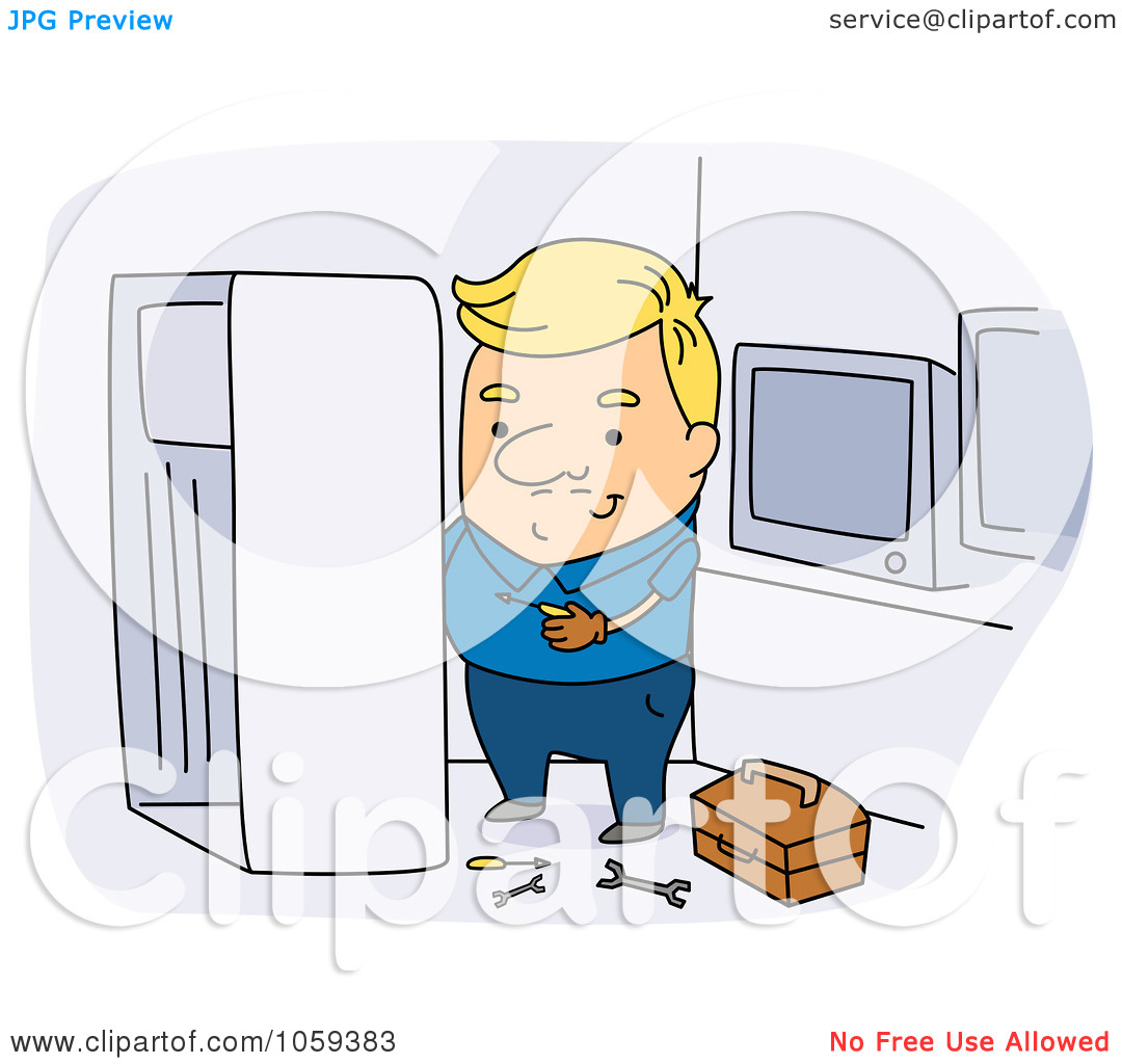 Clip Art Illustration Of An Appliance Repair Man By Bnp Design Studio