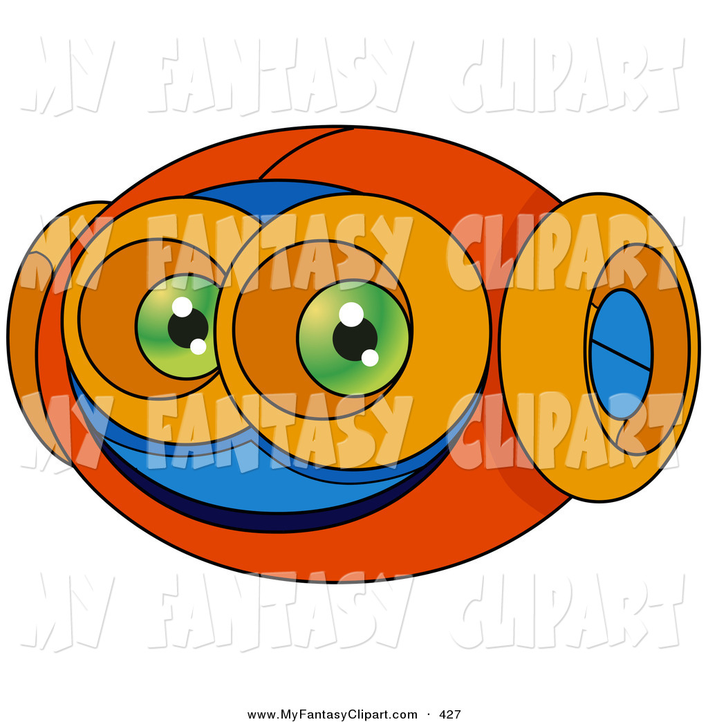 Clip Art Of A Cute Robotic Alien Face With Green Eyes And Large Orange