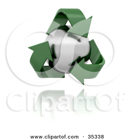 Clipart Illustration Of Green Recycle Arrows Around Metal Orb By Kj