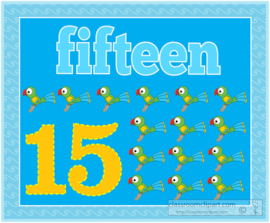 Counting   Counting Numbers Fifteen Birds   Classroom Clipart