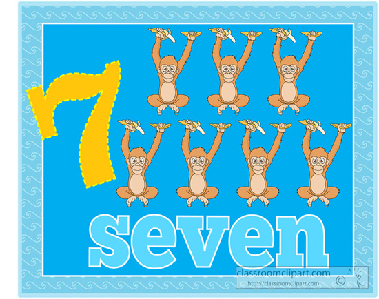 Counting   Counting Numbers Seven Monkey   Classroom Clipart