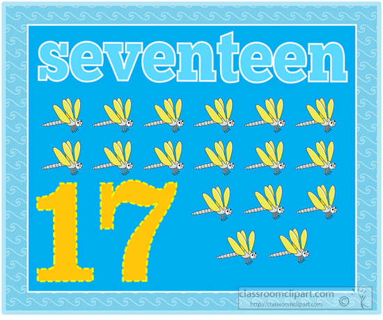 Counting   Counting Numbers Seventeen Dragonflies   Classroom Clipart