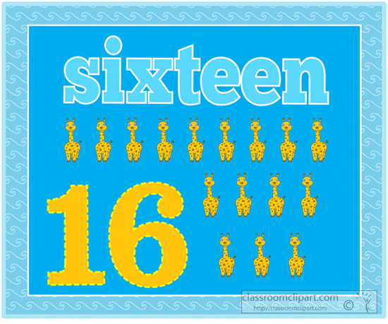 Counting   Counting Numbers Sixteen Giraffee   Classroom Clipart