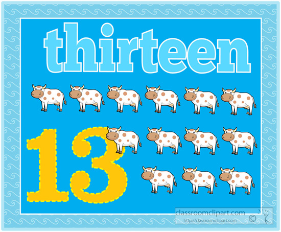 Counting   Counting Numbers Thirteen Cows   Classroom Clipart