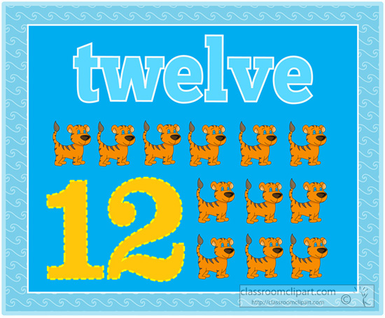 Counting   Counting Numbers Twelve Tigers   Classroom Clipart