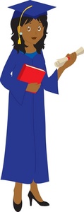 Education Clipart Image  Young Black Graduate Woman In Cap And Gown As