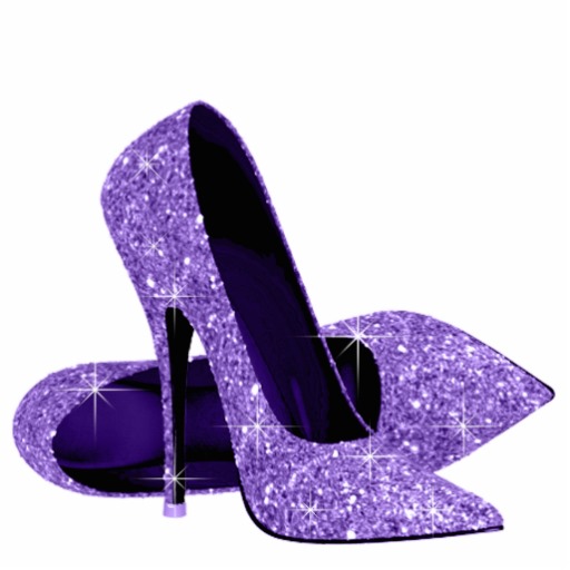 Elegant Purple Glitter High Heel Shoes Acrylic Cut Out