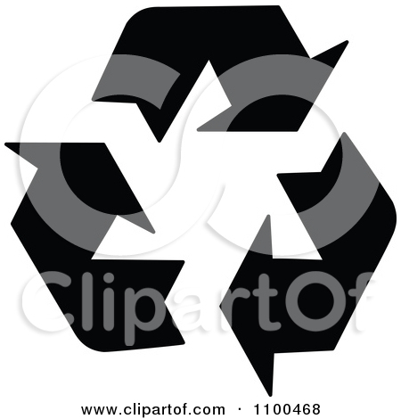 Free  Rf  Illustrations   Clipart Of Black And White Recycle Arrows  1