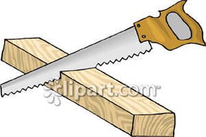 Hand Saw Sawing A Piece Of Wood Royalty Free Clipart Picture