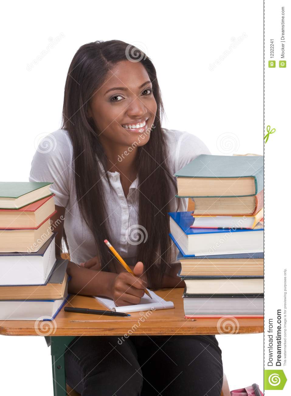 High School Or College Ethnic African American Female Student Sitting