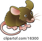 Little Brown Pet Mouse With A Pink Nose Ears Feet And Tail Clipart    