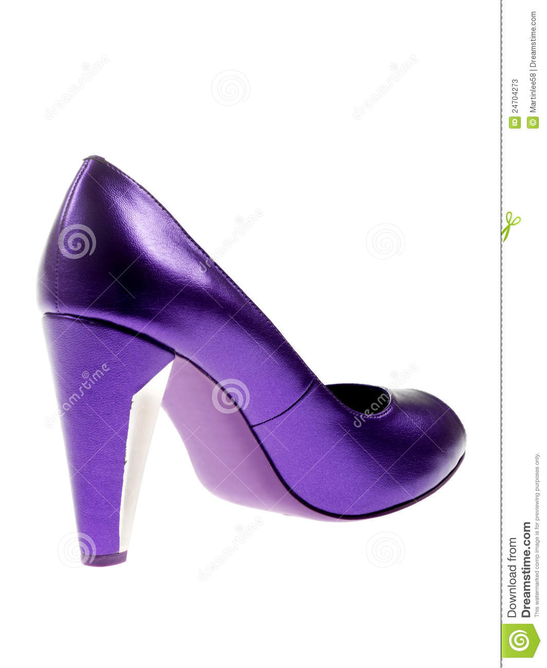 Single Purple High Heel Shoe Isolated White Background