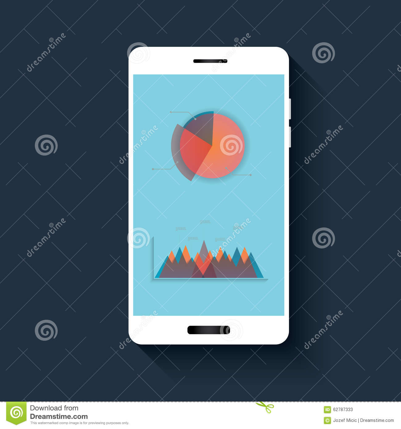 Smartphone With Pie Chart And Graph For Data Stock Vector   Image