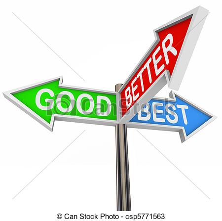 Stock Illustration   Good Better Best Choices   3 Colorful Arrow Signs