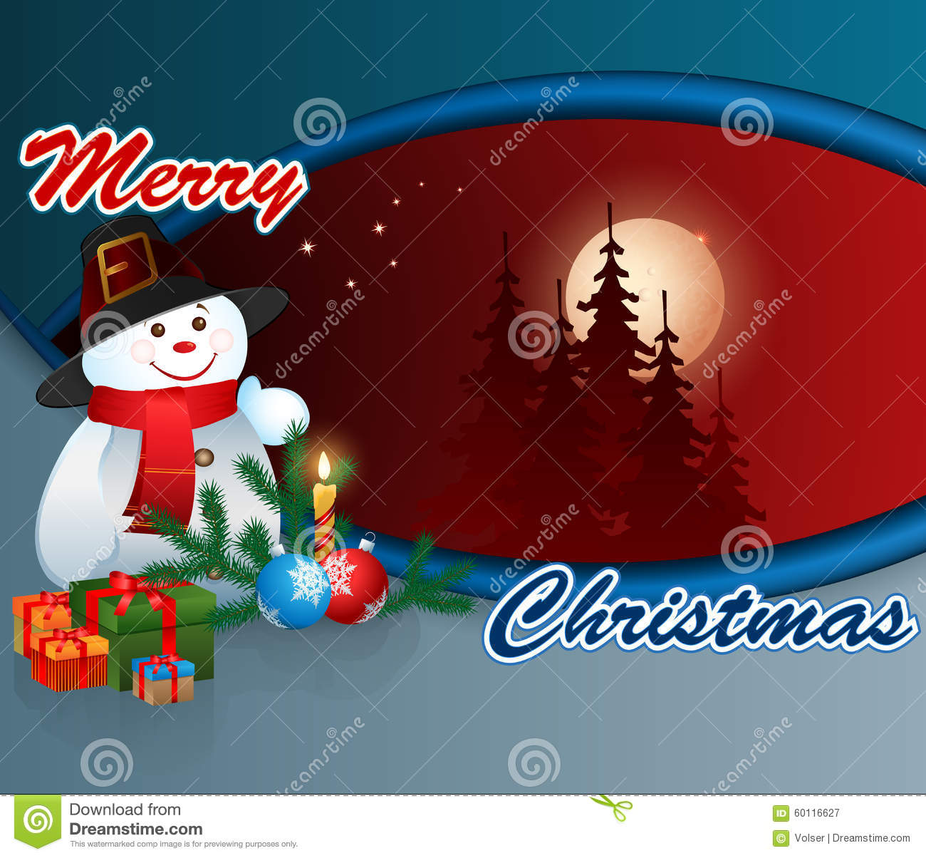 Stock Vector  Erry Christmas Design Background With Snowman And Gift    
