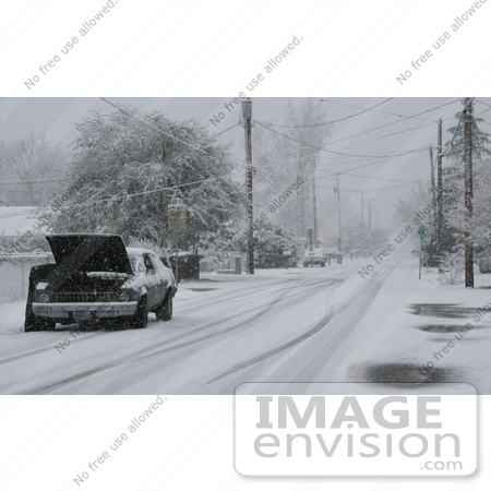 Winter Photography Of A Broken Down Car In Snow    956 By Kenny Adams
