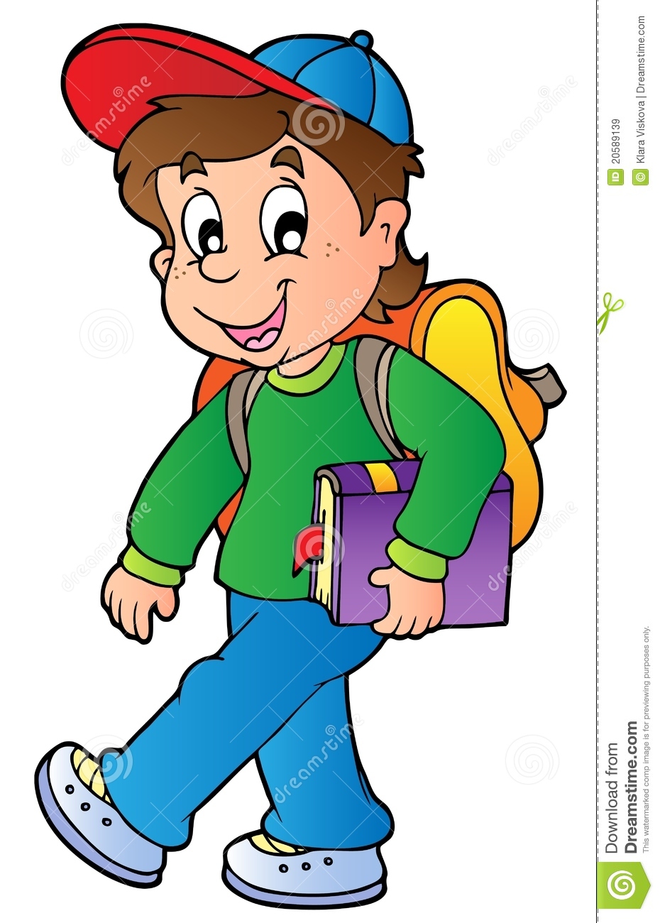 Cartoon Boy Walking To School Royalty Free Stock Images   Image