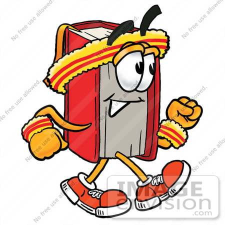 Clip Art Graphic Of A Book Cartoon Character Speed Walking Or Jogging