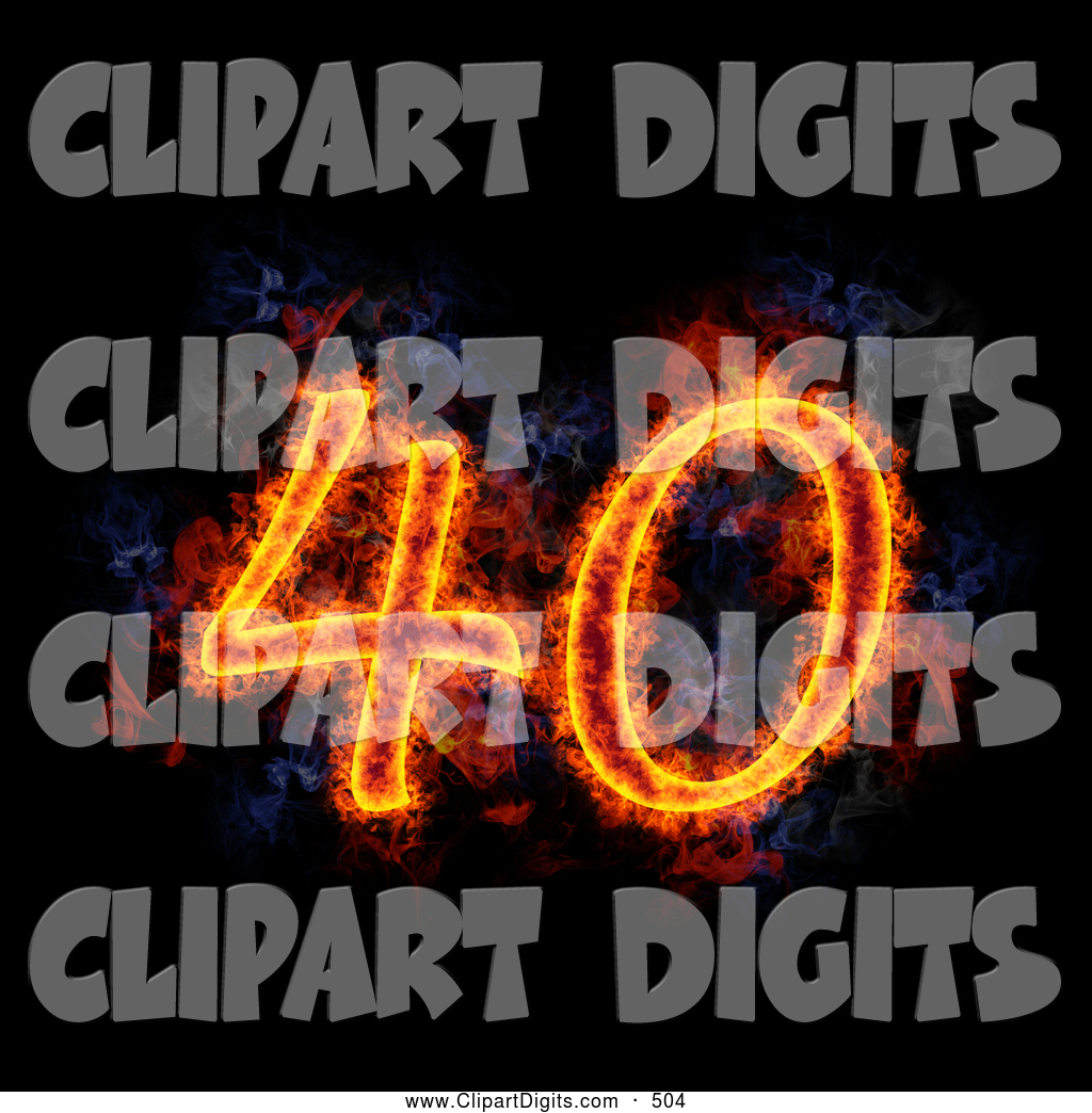 Clip Art Of A Flaming Number 40 For 40th Anniversary Over Black