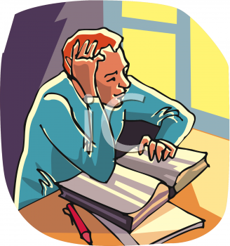 Clip Art Picture Of Young Man Studying