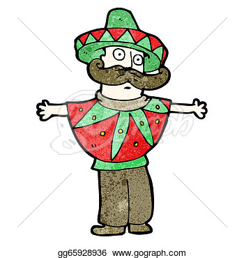 Clipart   Cartoon Man In Mexican Outfit  Stock Illustration Gg65928936