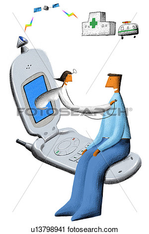 Clipart Of Hospital Person Mobile Phone Medical Examination Doctor
